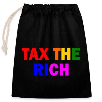 Tax the rich - Verschließbarer Geschenkbeutel aus Baumwolle (25x30cm) - Schwarz - Vorne