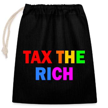 Tax the rich - Verschließbarer Geschenkbeutel aus Baumwolle (25x30cm) - Schwarz - Vorne