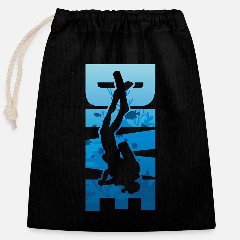 dive - Sac cadeau en coton avec cordon (25 x 30 cm) - noir