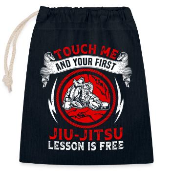 Berühre mich und deine erste Jiu Jitsu Lektion ist kostenlos - Verschließbarer Geschenkbeutel aus Baumwolle (25x30cm) - Navy - Vorne