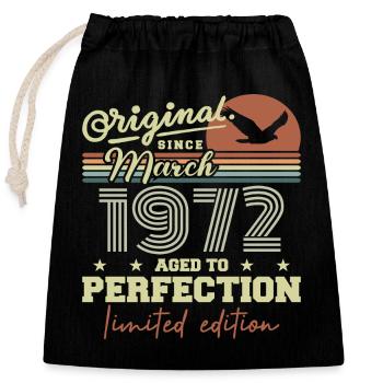 Anniversaire Mars 1972 - Sac cadeau en coton avec cordon (25 x 30 cm) - noir - Devant