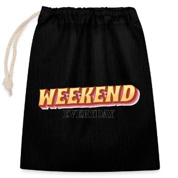 Weekend everyday - Closable cotton gift bag (25x30cm) - black - Front