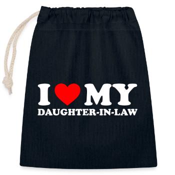 I heart (love) my Daughter-in-Law - Closable cotton gift bag (25x30cm) - navy - Front