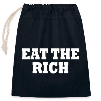 Eat the rich - Verschließbarer Geschenkbeutel aus Baumwolle (25x30cm) - Navy - Vorne