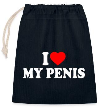 I love my penis - Verschließbarer Geschenkbeutel aus Baumwolle (25x30cm) - Navy - Vorne