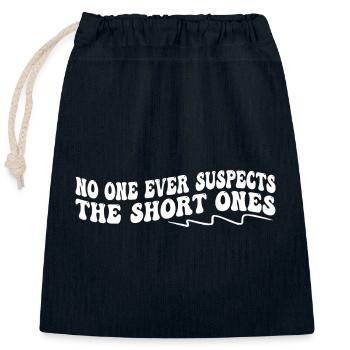 No One Ever Suspects The Short Ones - Closable cotton gift bag (25x30cm) - navy - Front