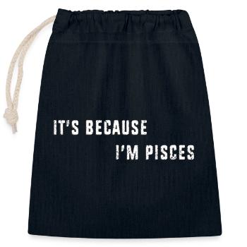 Zodiac sign Pisces - Closable cotton gift bag (25x30cm) - navy - Front