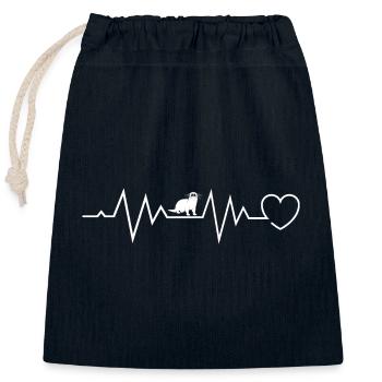 Sea Otter Otter Otter Heartbeat ECG Line Otter - Closable cotton gift bag (25x30cm) - navy - Front