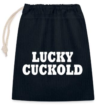 Lucky cuckold - Verschließbarer Geschenkbeutel aus Baumwolle (25x30cm) - Navy - Vorne