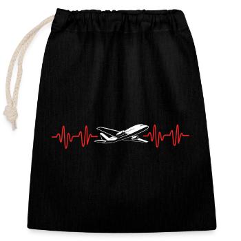 Air traffic controller - Closable cotton gift bag (25x30cm) - black - Front