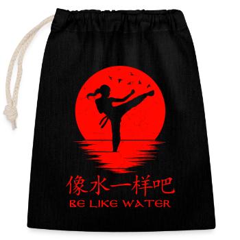 Be like water - Closable cotton gift bag (25x30cm) - black - Front