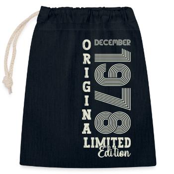 Cadeau original du 44e anniversaire de décembre 1978 - Sac cadeau en coton avec cordon (25 x 30 cm) - bleu marine - Devant