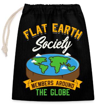 Flat Earth Society - Mitglieder auf der ganzen Welt - Verschließbarer Geschenkbeutel aus Baumwolle (25x30cm) - Schwarz - Vorne