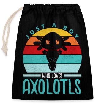 Axolotl - Sac cadeau en coton avec cordon (25 x 30 cm) - noir - Devant