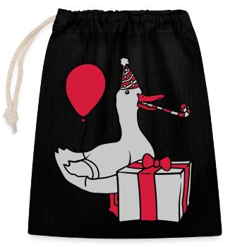 Birthday Party Celebrate Goose - Closable cotton gift bag (25x30cm) - black - Front