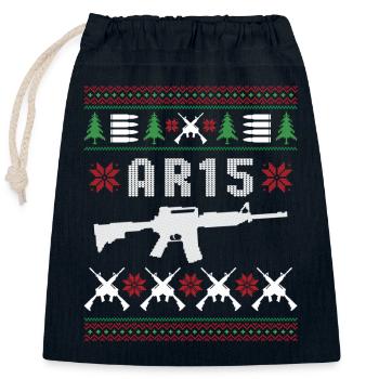 AR15 Ugly Christmas - Closable cotton gift bag (25x30cm) - navy - Front