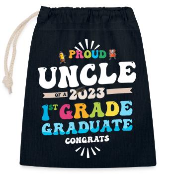 Fier oncle d’une classe de 1ère année de 2023 - Sac cadeau en coton avec cordon (25 x 30 cm) - bleu marine - Devant