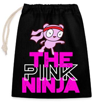 The Pink Ninja White Logo - Closable cotton gift bag (25x30cm) - black - Front