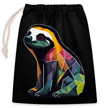 Paresseux géométrique - Sac cadeau en coton avec cordon (25 x 30 cm) - noir - Devant