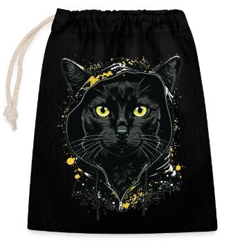 Katzenkopf Schwarze Katze Bombay Happy Cat Katzen - Verschließbarer Geschenkbeutel aus Baumwolle (25x30cm) - Schwarz - Vorne