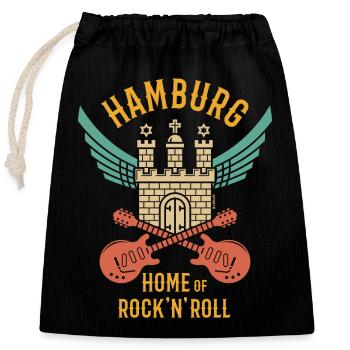 Hamburg – Home Of Rock 'n' Roll (Rocker / 4C) - Verschließbarer Geschenkbeutel aus Baumwolle (25x30cm) - Schwarz - Vorne