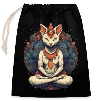 Chat de yoga - Sac cadeau en coton avec cordon (25 x 30 cm) - noir - Devant