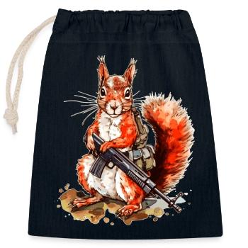 Eichhörnchen ist entschlossen und schwer bewaffnet - Verschließbarer Geschenkbeutel aus Baumwolle (25x30cm) - Navy - Vorne