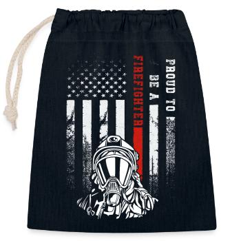 Fier d’être un groupe de pompiers Feuerwehrmann - Sac cadeau en coton avec cordon (25 x 30 cm) - bleu marine - Devant