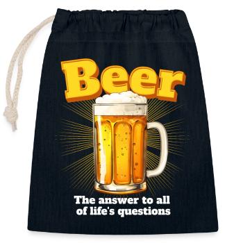 Lustig für Bierliebhaber - Verschließbarer Geschenkbeutel aus Baumwolle (25x30cm) - Navy - Vorne