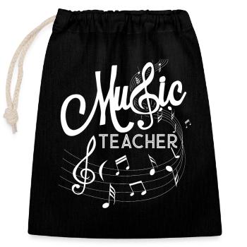 Music Teacher Music Teacher Funny - Closable cotton gift bag (25x30cm) - black - Front