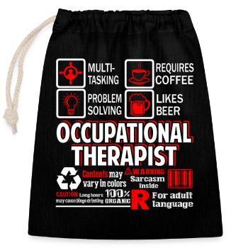 Occupational Therapist Occupational Therapist Work - Closable cotton gift bag (25x30cm) - black - Front