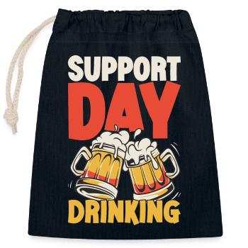 Support Day Drinking Squad Party und Bier trinken - Verschließbarer Geschenkbeutel aus Baumwolle (25x30cm) - Navy - Vorne