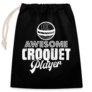 Croquet Awesome Croquet Player - Closable cotton gift bag (25x30cm) - black - Front