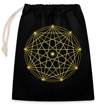 Graphic with stars - geometry - abstract design - Closable cotton gift bag (25x30cm) - black - Front