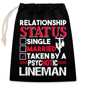 Lineman Lineman Relationship Status - Closable cotton gift bag (25x30cm) - black - Front
