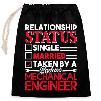 Mechanical Engineer Relationship Status - Closable cotton gift bag (25x30cm) - black - Front