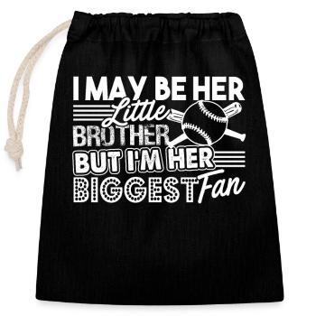Brother And Biggest Fan Of My Softball Player - Closable cotton gift bag (25x30cm) - black - Front