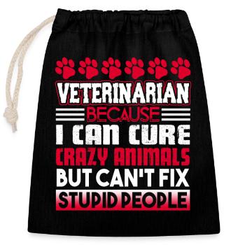 Veterinarian Veterinarian Can Cure - Closable cotton gift bag (25x30cm) - black - Front