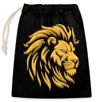 Lion d’Or | Tête de Lion Or - Sac cadeau en coton avec cordon (25 x 30 cm) - noir - Devant