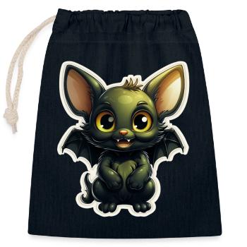 Bat Halloween I Cartoon Cute Bat - Closable cotton gift bag (25x30cm) - navy - Front