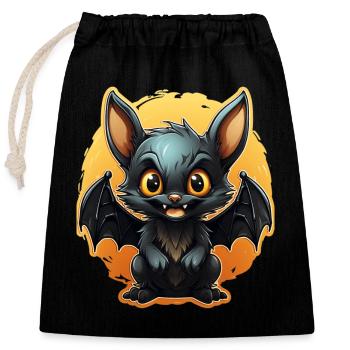 Bat Halloween I Cartoon Cute Bat - Closable cotton gift bag (25x30cm) - black - Front