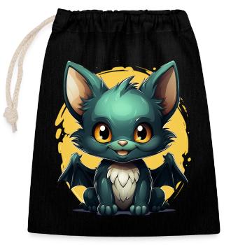Bat Halloween I Cartoon Cute Bat - Closable cotton gift bag (25x30cm) - black - Front