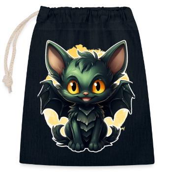 Bat Halloween I Cartoon Cute Bat - Closable cotton gift bag (25x30cm) - navy - Front
