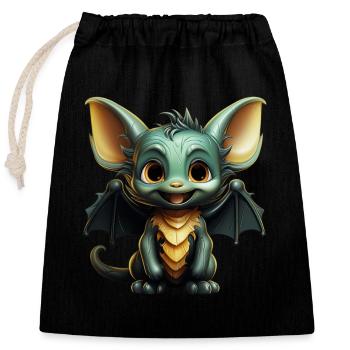 Bat Halloween I Cartoon Cute Bat - Closable cotton gift bag (25x30cm) - black - Front