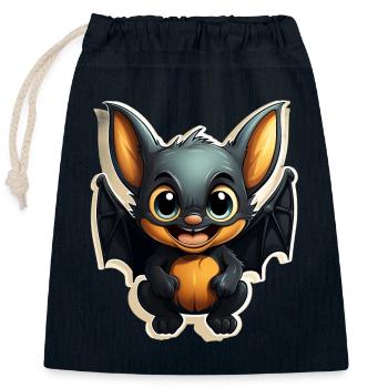 Bat Halloween I Cartoon Cute Bat - Closable cotton gift bag (25x30cm) - navy - Front