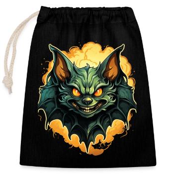 Bat Halloween I Cartoon Cute Bat - Closable cotton gift bag (25x30cm) - black - Front