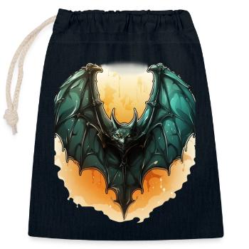 Bat Halloween I Cartoon Cute Bat - Closable cotton gift bag (25x30cm) - navy - Front