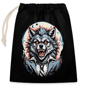 WEREWOLF in costume 1 - Closable cotton gift bag (25x30cm) - black - Front