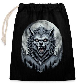 WEREWOLF teen 5 - Closable cotton gift bag (25x30cm) - black - Front
