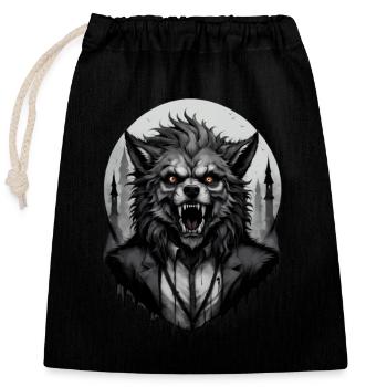 WEREWOLF in costume 5 - Closable cotton gift bag (25x30cm) - black - Front